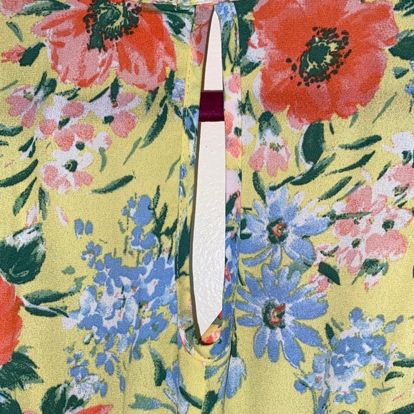 Sienna Sky Butter Yellow Floral Midi Dress | Boho Spring | Coral Blue Medium - Picture 7 of 10